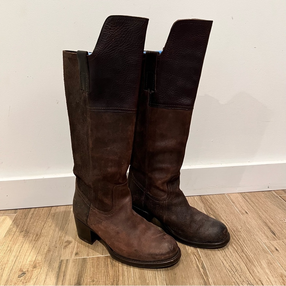FRYE Autumn Shield Tall Suede & Leather Boots